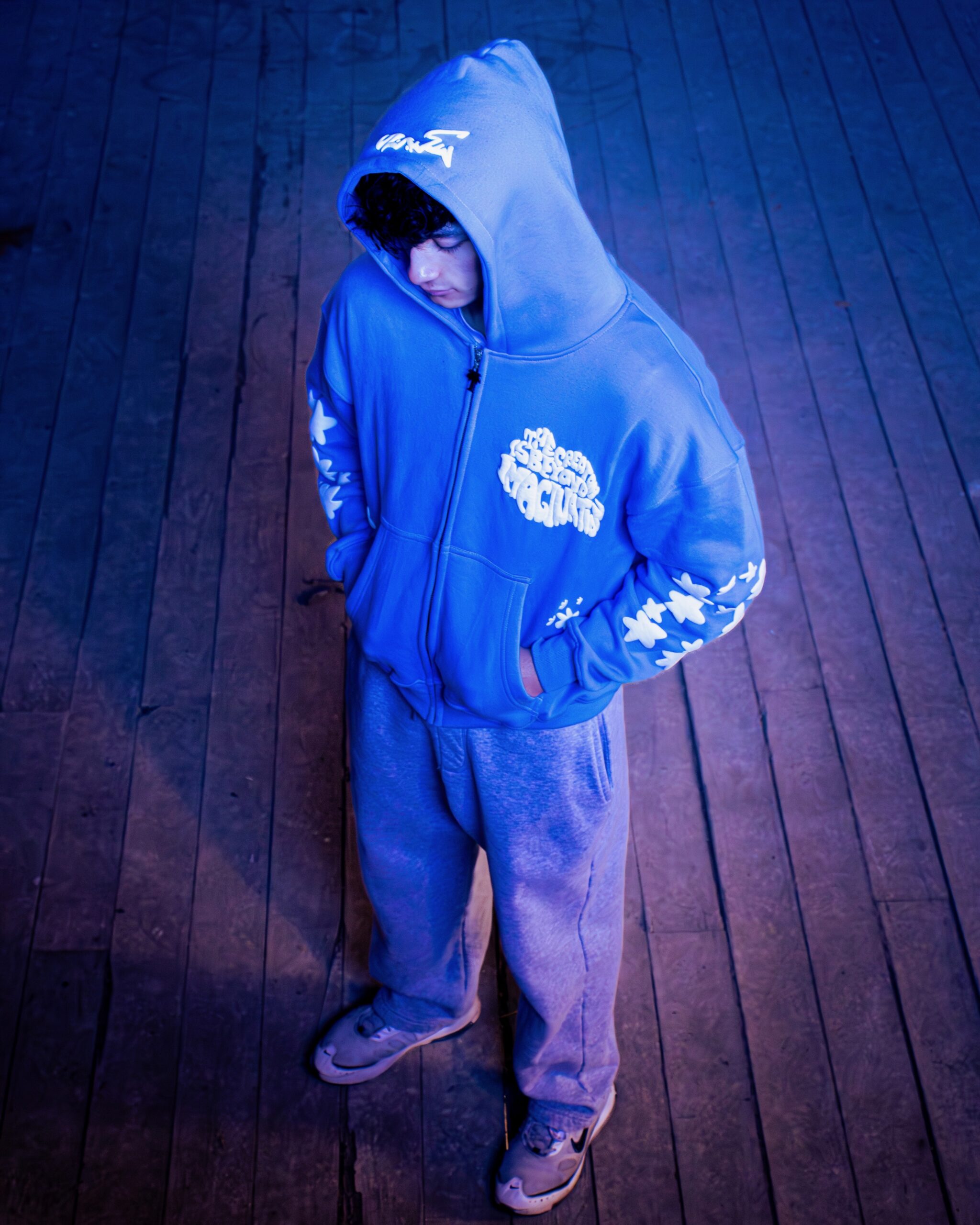 Beyond Imagination Oversized Zip-Up Hoodie | Cloud Blue