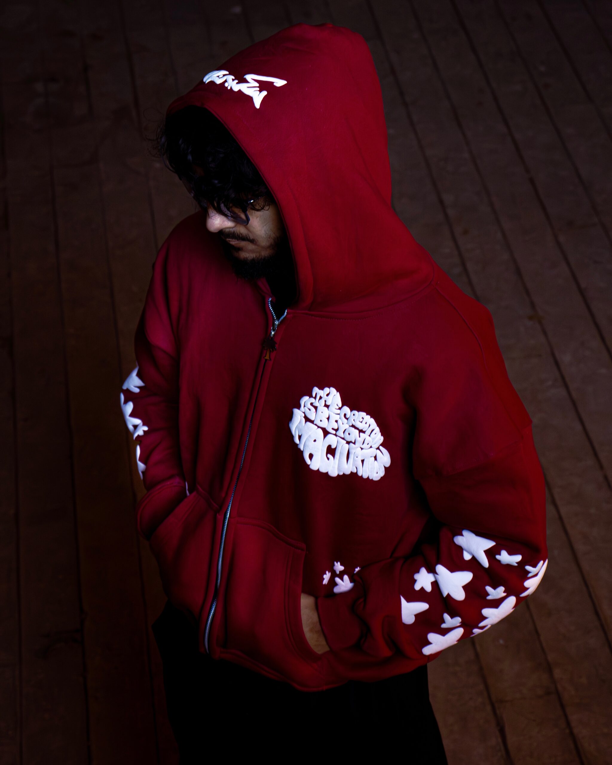 Beyond Imagination Oversized Zip-Up Hoodie | Radiant Red