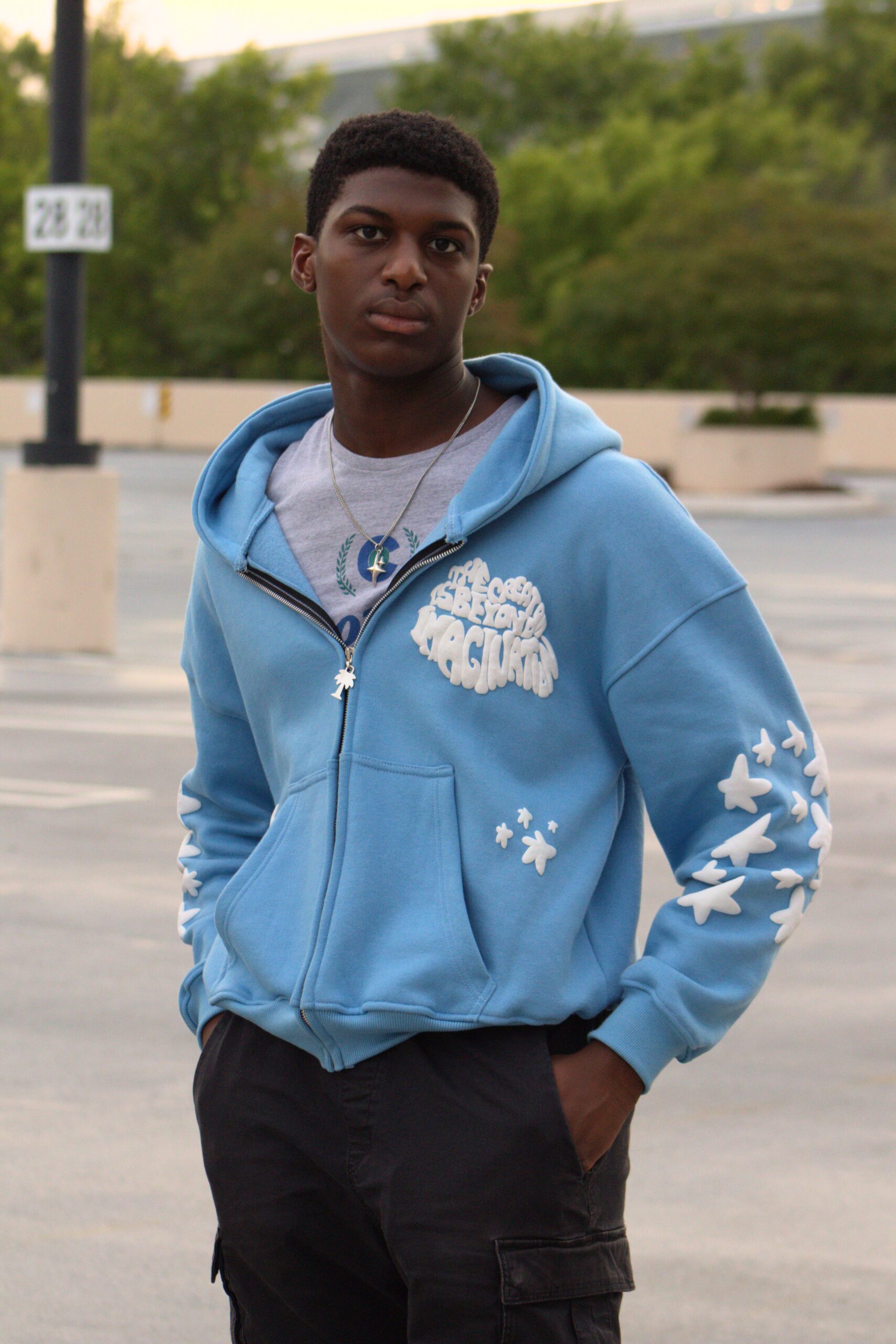 Beyond Imagination Oversized Zip-Up Hoodie | Cloud Blue - Image 3